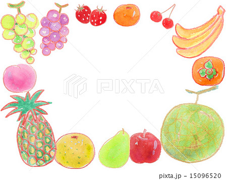 フルーツ 果物 フレーム 枠 額 食べ物 バナナ イチゴ メロン モモ ブドウ 葡萄 ぶどう グレーのイラスト素材 15096520 Pixta