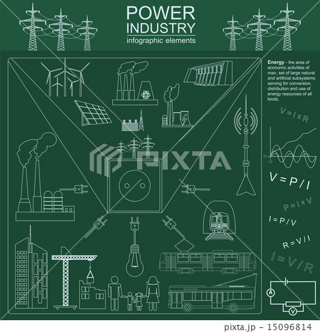 Power energy industry infographic, electric system 15096814