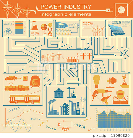 Power energy industry infographic, electric system 15096820