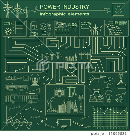 Power energy industry infographic, electric system 15096821
