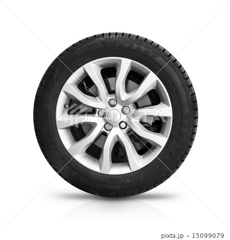 Automotive wheel on gray light alloy disc isolated 15099079