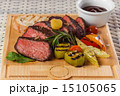 Grilled beef steak on wooden board 15105065