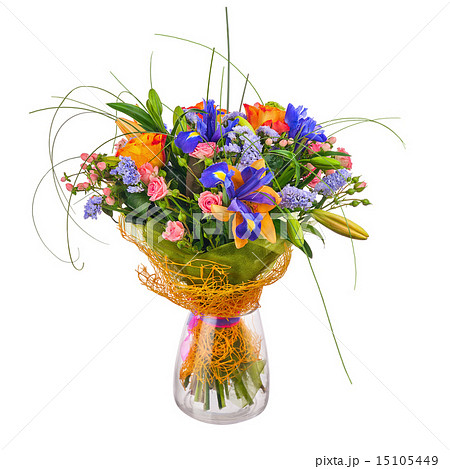 Flower bouquet from roses, iris Flower bouquet from roses, iris 15105449