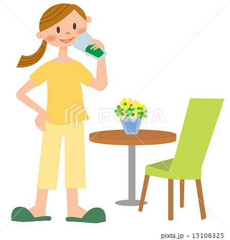 野菜ジュースを飲む女性のイラスト素材 15106325 Pixta