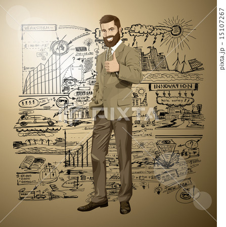 Vector Business Man With Beard Shows Well Done 15107267