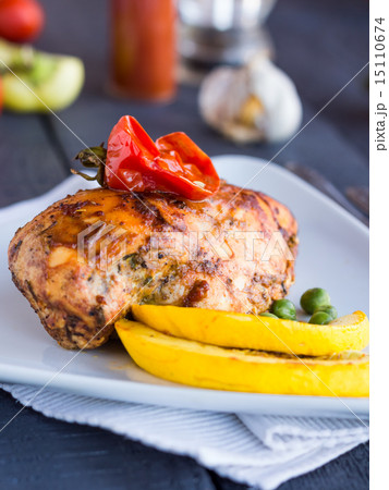 whole chicken fillet baked in a spicy sauce whole chicken fillet baked in a spicy sauce 15110674