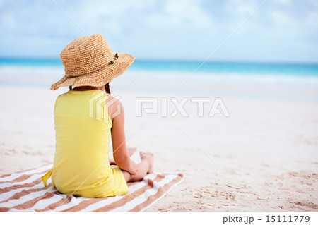 Adorable little girl at beach Adorable little girl at beach 15111779