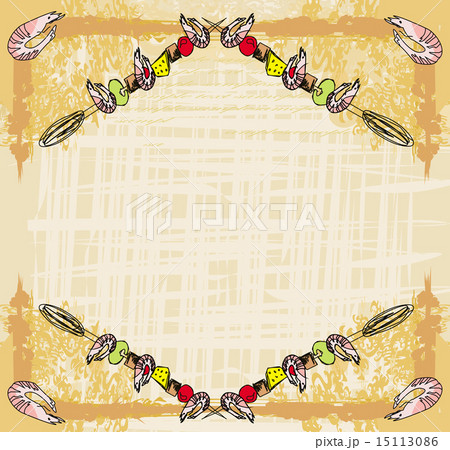 Stylized yummy shrimp Skewer 15113086