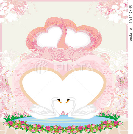 Wedding card with two romantic swans Wedding card with two romantic swans 15113349