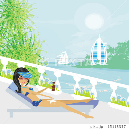 Sexy beach girl near sea water 15113357