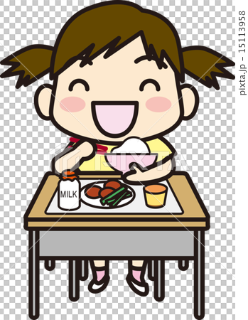 給食を食べるのイラスト素材