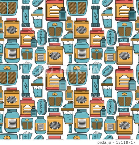Sports nutrition flat color vector background Sports nutrition flat color vector background 15118717