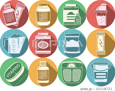Flat colored vector icons for sports nutrition 15118721