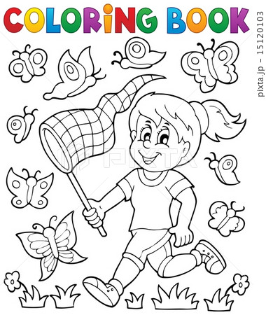 Coloring book girl chasing butterflies 15120103