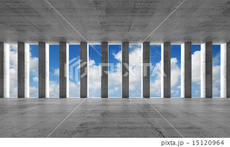 Empty interior with concrete columns, 3d 15120964