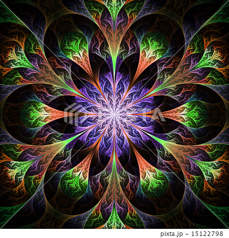 Beautiful fractal flower in darkblue and green. Beautiful fractal flower in darkblue and green. 15122798