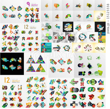 Super mega set of abstract geometric paper graphic layouts 15123338