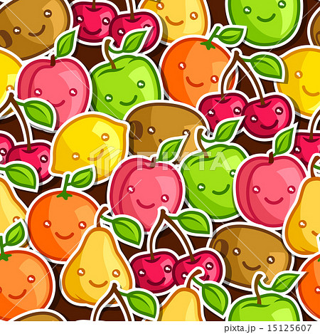 Seamless Pattern With Cute Kawaii Smiling Pixta