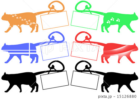 看板を持って歩く猫のシルエットのイラスト素材