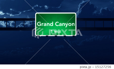 Grand Canyon USA Highway Road Sign at Night Grand Canyon USA Highway Road Sign at Night 15127256