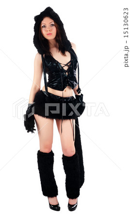 beautiful girl in cat costume 15130623