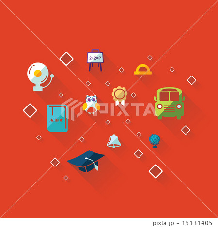 Flat concept, set modern design with shadow education icons Flat concept, set modern design with shadow education icons 15131405