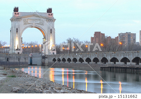 View sunset first lock of VolgaDon Canal Volgograd 15131662