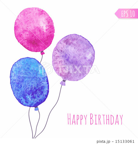 Card with colored watercolor paint balloons. 15133061