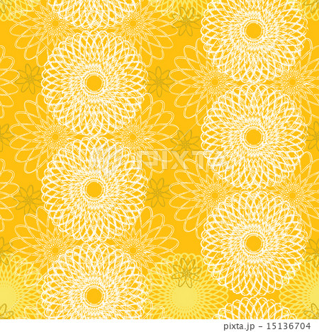 ひまわりのシームレスパターン(黄色背景) 15136704