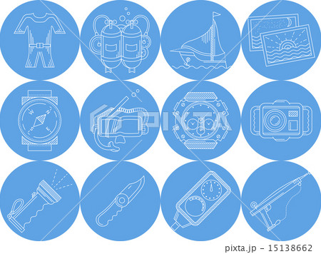 Blue round icons vector collection of diving Blue round icons vector collection of diving 15138662