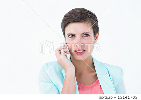 Anxious brunette on the phone 15141705