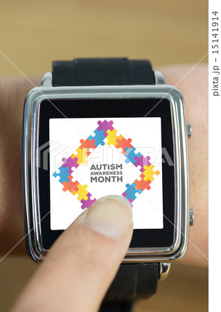 Composite image of businesswoman with smart watch on wrist Composite image of businesswoman with smart watch on wrist 15141914