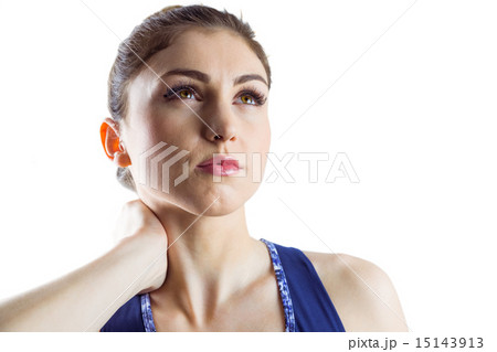 Fit brunette with neck injury Fit brunette with neck injury 15143913