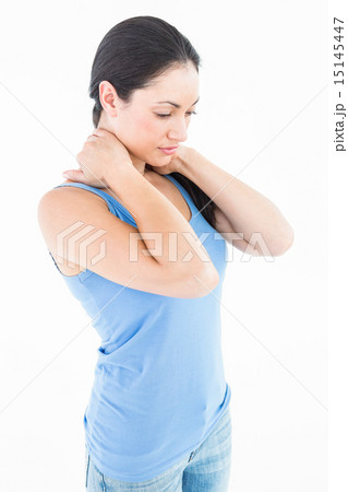 Pretty brunette with neck pain 15145447