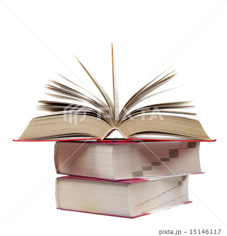 A stack of books on a white background. 15146117