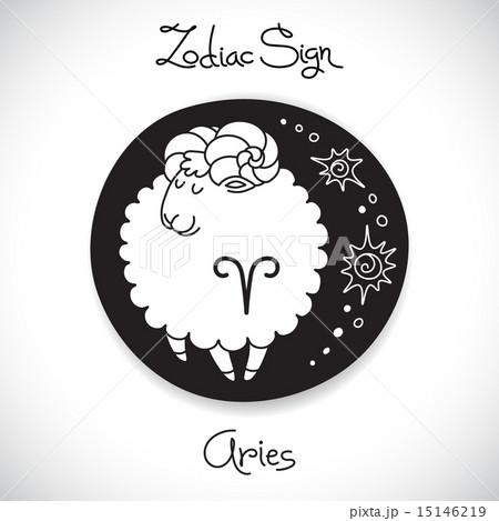 Aries zodiac sign of horoscope circle emblem in cartoon style.  15146219