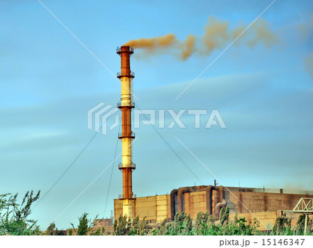 Smoking chimney smelter. 15146347