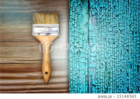 Renovation brush on wooden blue cracked texture Renovation brush on wooden blue cracked texture 15146565