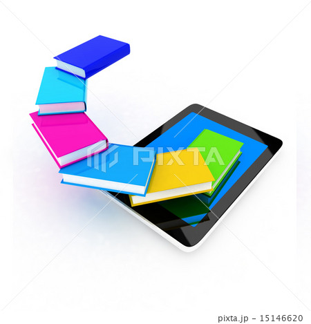 tablet pc and colorful real books 15146620
