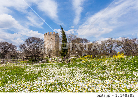 Platamon fortress against dramatic sky 15148385