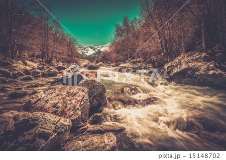 Fast river in mountain forest Fast river in mountain forest 15148702