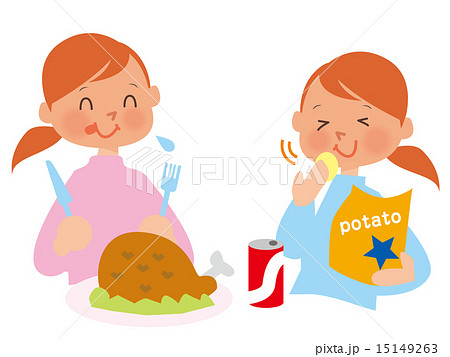 食べ過ぎの女性2種セットのイラスト素材 15149263 Pixta
