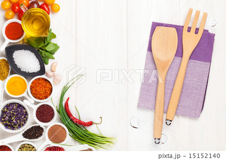 Various spices and kitchen utensil 15152140