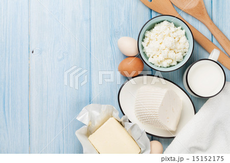 Dairy products. Milk, cheese, egg, curd cheese 15152175