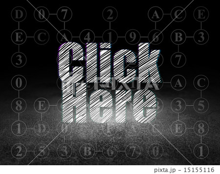 Web development concept: Click Here in grunge dark room 15155116