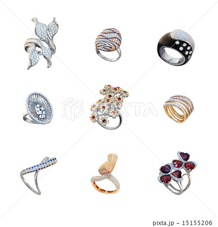 set of golden rings with diamonds on a white set of golden rings with diamonds on a white 15155206