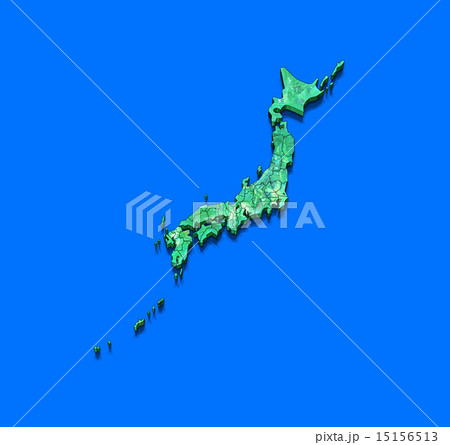 大海に浮かぶ日本地図 白地図のイラスト素材