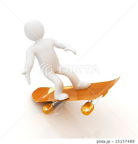 3d white person with a skate and a cap 3d white person with a skate and a cap 15157489