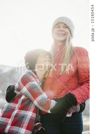 A brother and sister hugging each other. A brother and sister hugging each other. 15160454