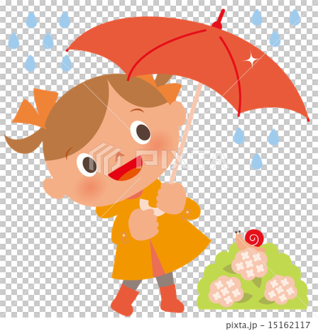 雨の日,傘をさす女の子とかたつむり 雨の日,傘をさす女の子とかたつむり 15162117